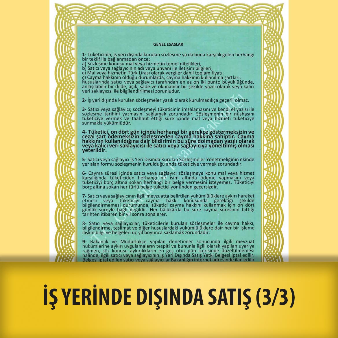 İŞYERİ DIŞINDA SATIŞ -3